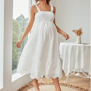 Shein White Maternity Pregnancy Baby Shower Gender Reveal Dress